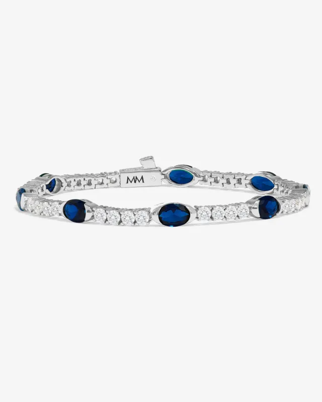 The Maven Tennis Bracelet - Silver|Blue Sapphire sold by Melinda Maria