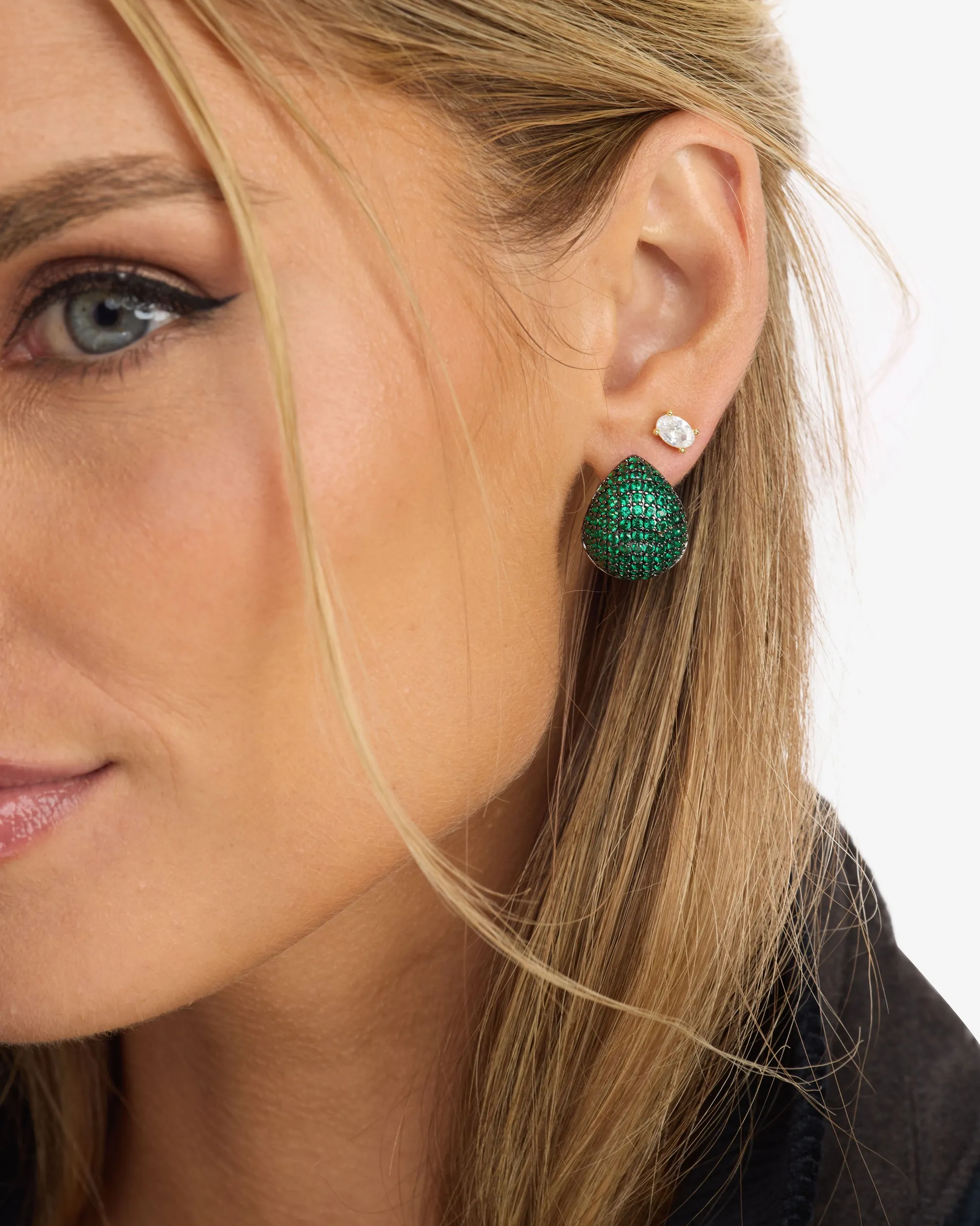 Norah Pavé Earrings - Silver|Emerald sold by Melinda Maria product image thumbnail 4
