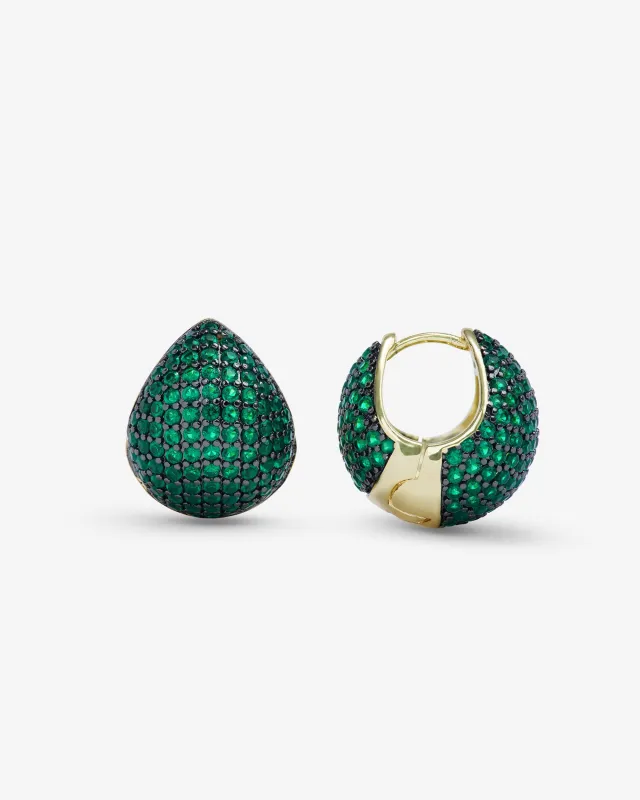 Norah Pavé Earrings - Gold|Emerald sold by Melinda Maria