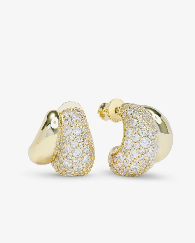 Norah Pavé Double Hoop - Gold|White Diamondettes sold by Melinda Maria