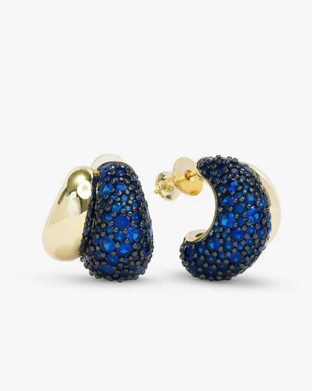 Norah Pavé Double Hoop - Gold|Blue Sapphire sold by Melinda Maria