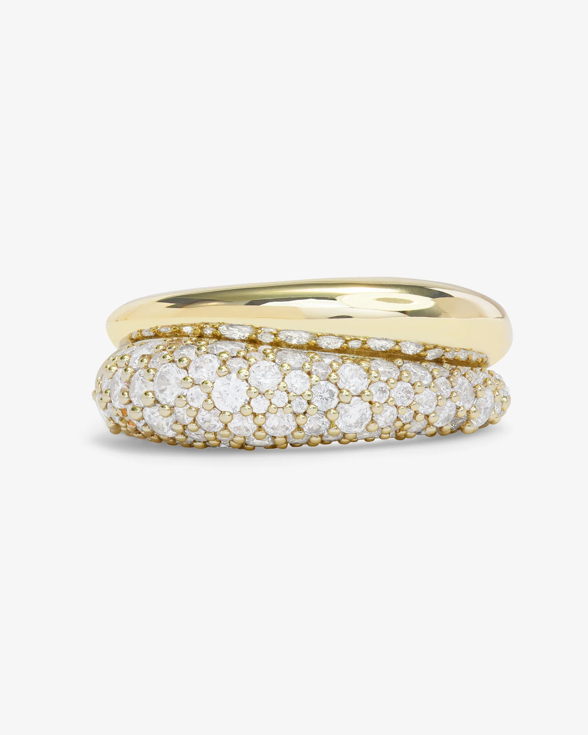 Norah Pavé Double Ring - Gold|White Diamondettes sold by Melinda Maria