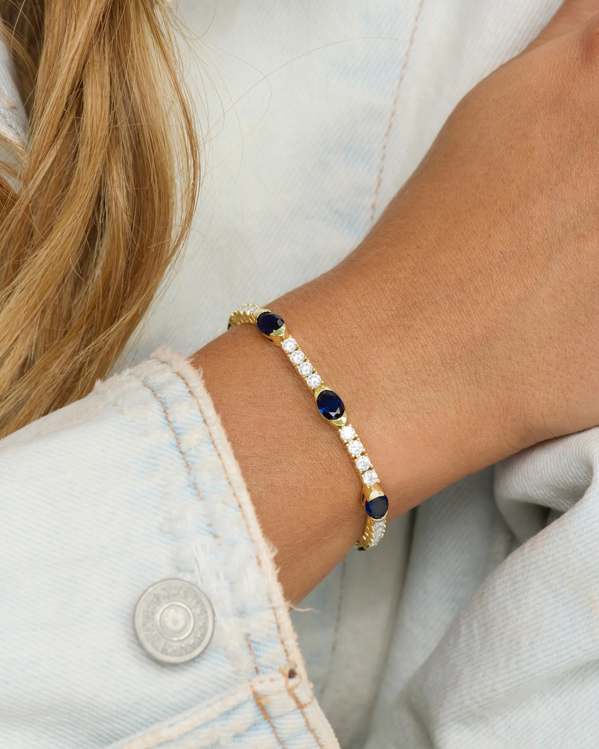 The Maven Tennis Bracelet - Gold|Blue Sapphire sold by Melinda Maria product image thumbnail 2