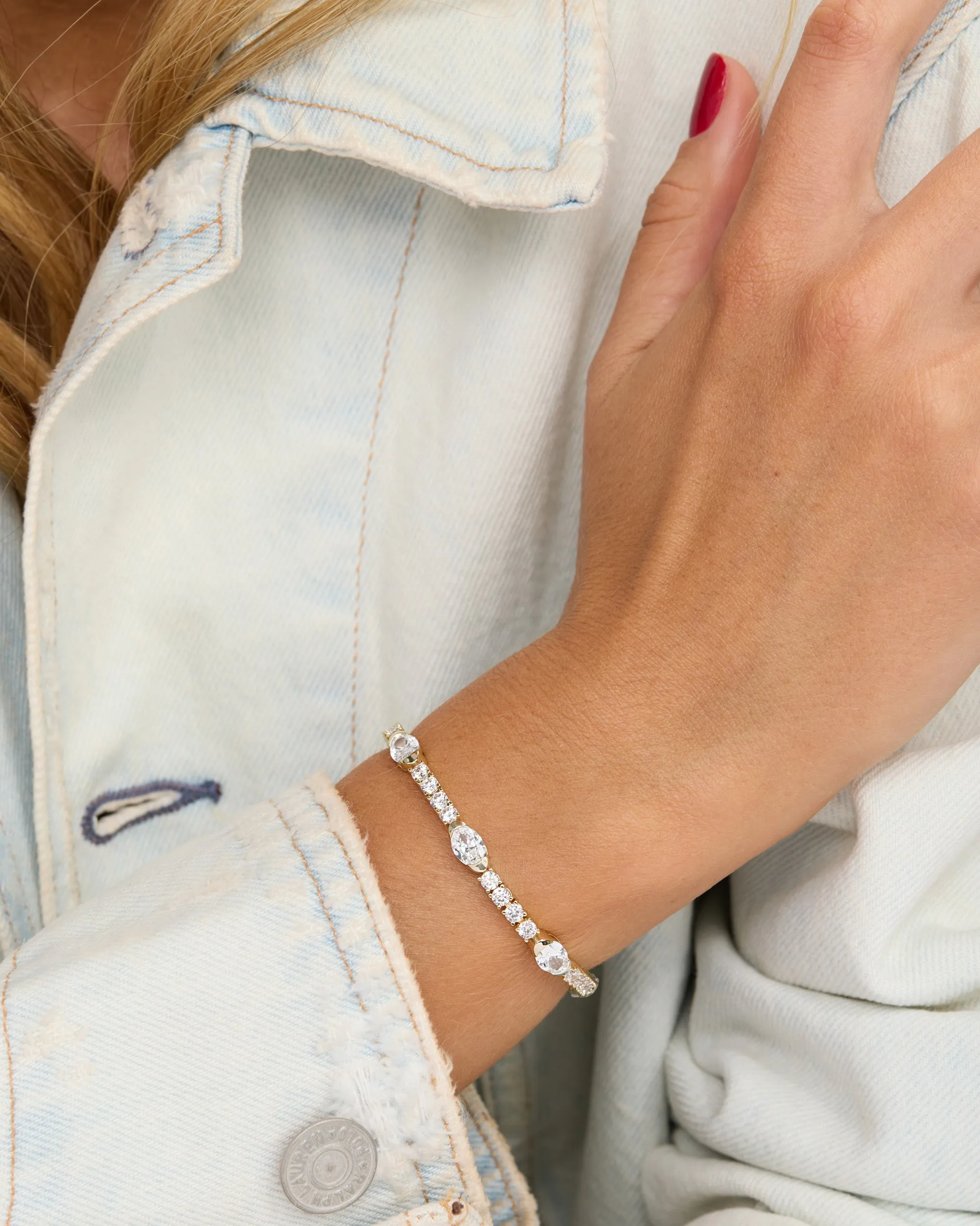 The Maven Tennis Bracelet - Gold|White Diamondettes sold by Melinda Maria product image thumbnail 3