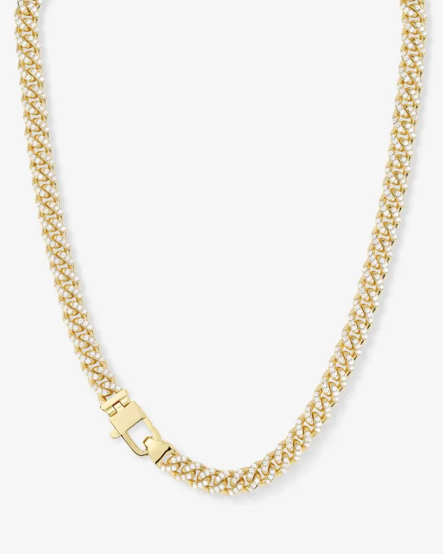 Pavé Julian Cuban Chain Necklace 6.8mm - Gold|White Diamondettes made by Melinda Maria
