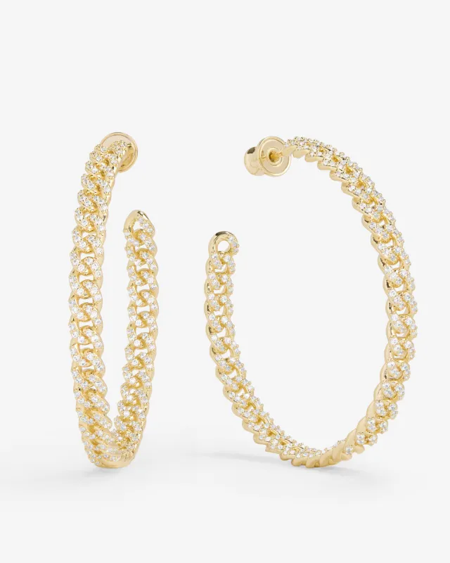 Pavé Julian Chain Hoops 2" - Gold|White Diamondettes sold by Melinda Maria