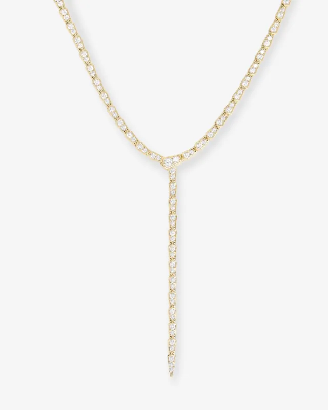 Pavé Serpent Lariat Necklace - Gold|White Diamondettes sold by Melinda Maria