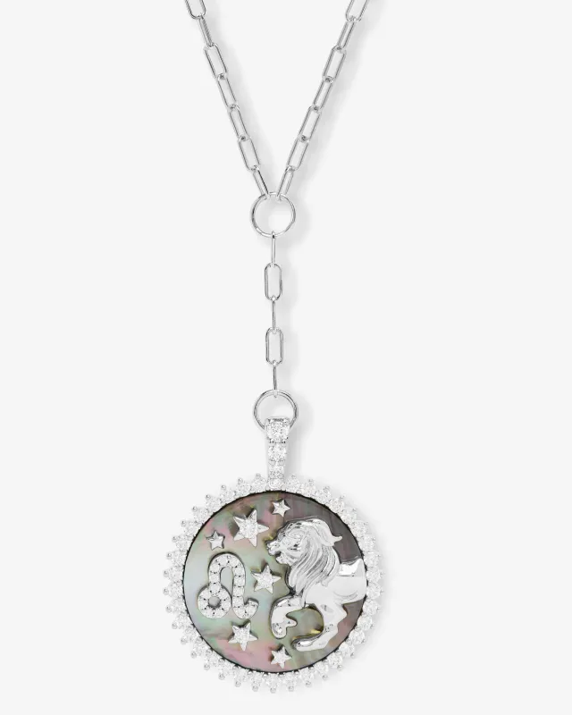 Zodiac Medallion Necklace - Silver|White Diamondettes sold by Melinda Maria
