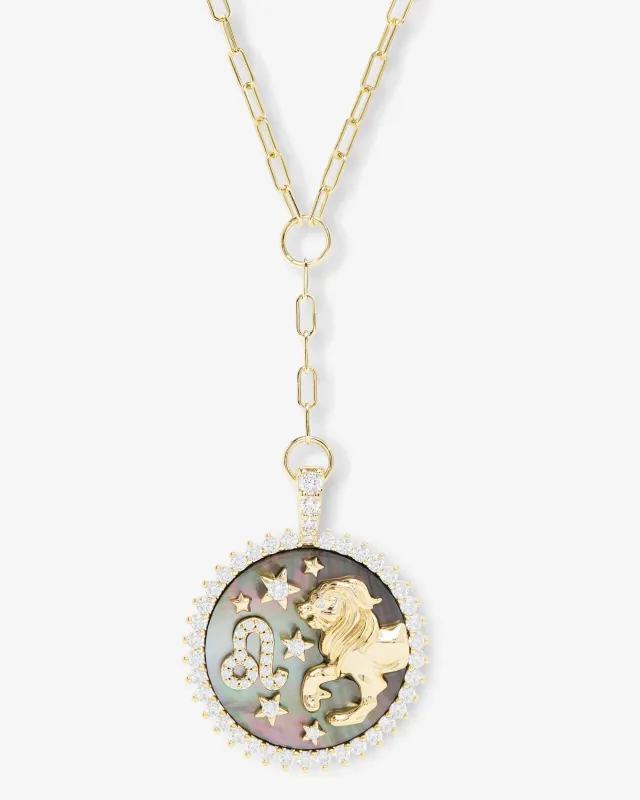 Zodiac Medallion Necklace - Gold|White Diamondettes sold by Melinda Maria