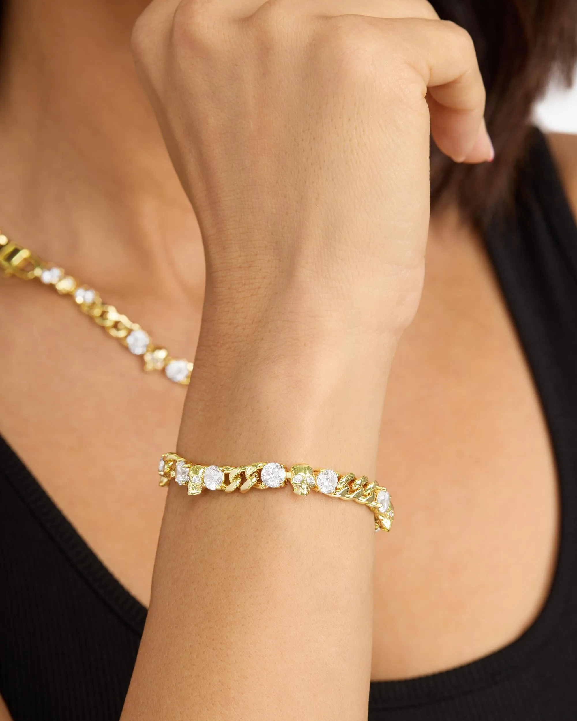 Ride or Die Cuban Chain Bracelet - Gold|White Diamondettes sold by Melinda Maria product image thumbnail 2