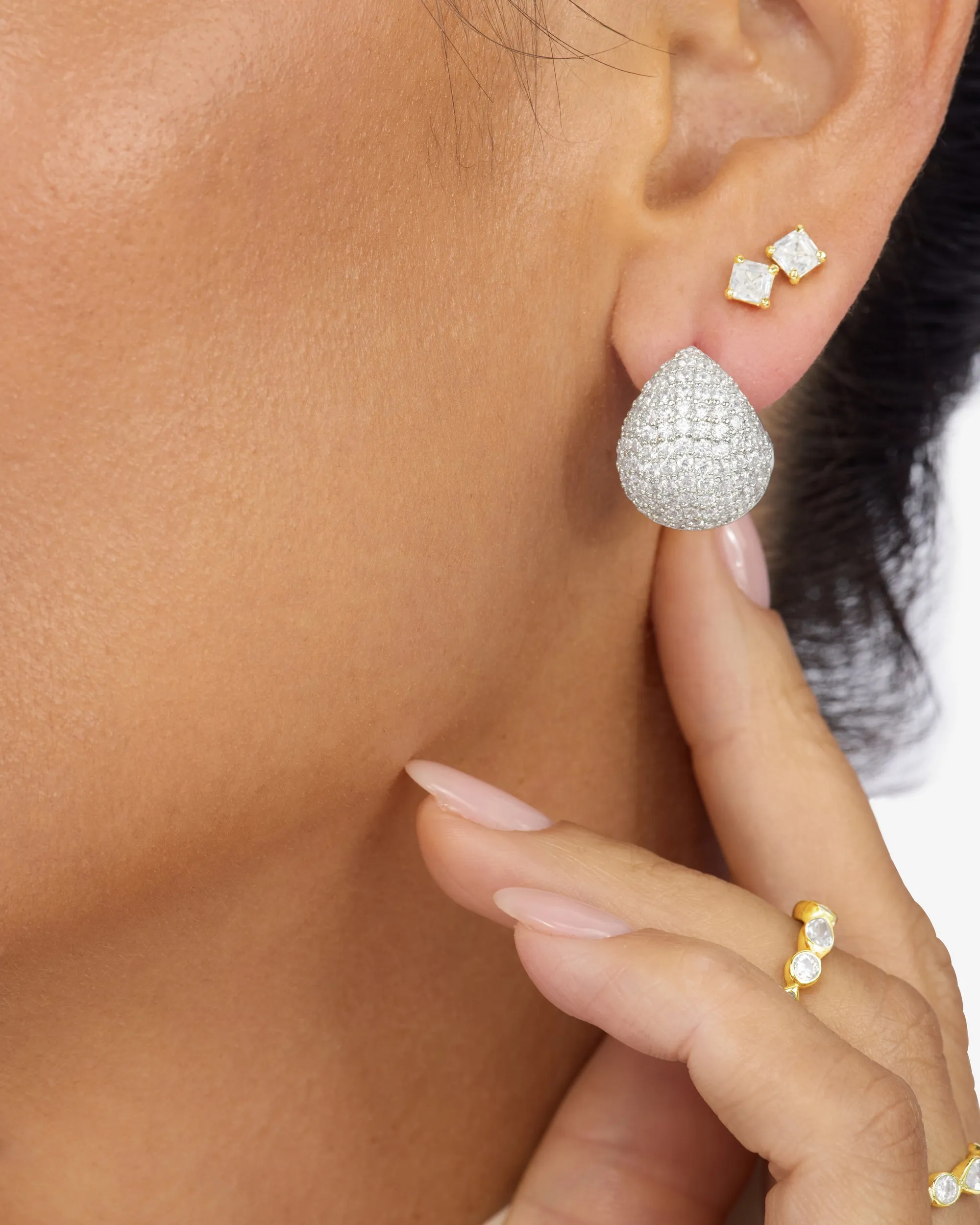 Norah Pavé Earrings - Silver|White Diamondettes sold by Melinda Maria product image thumbnail 2