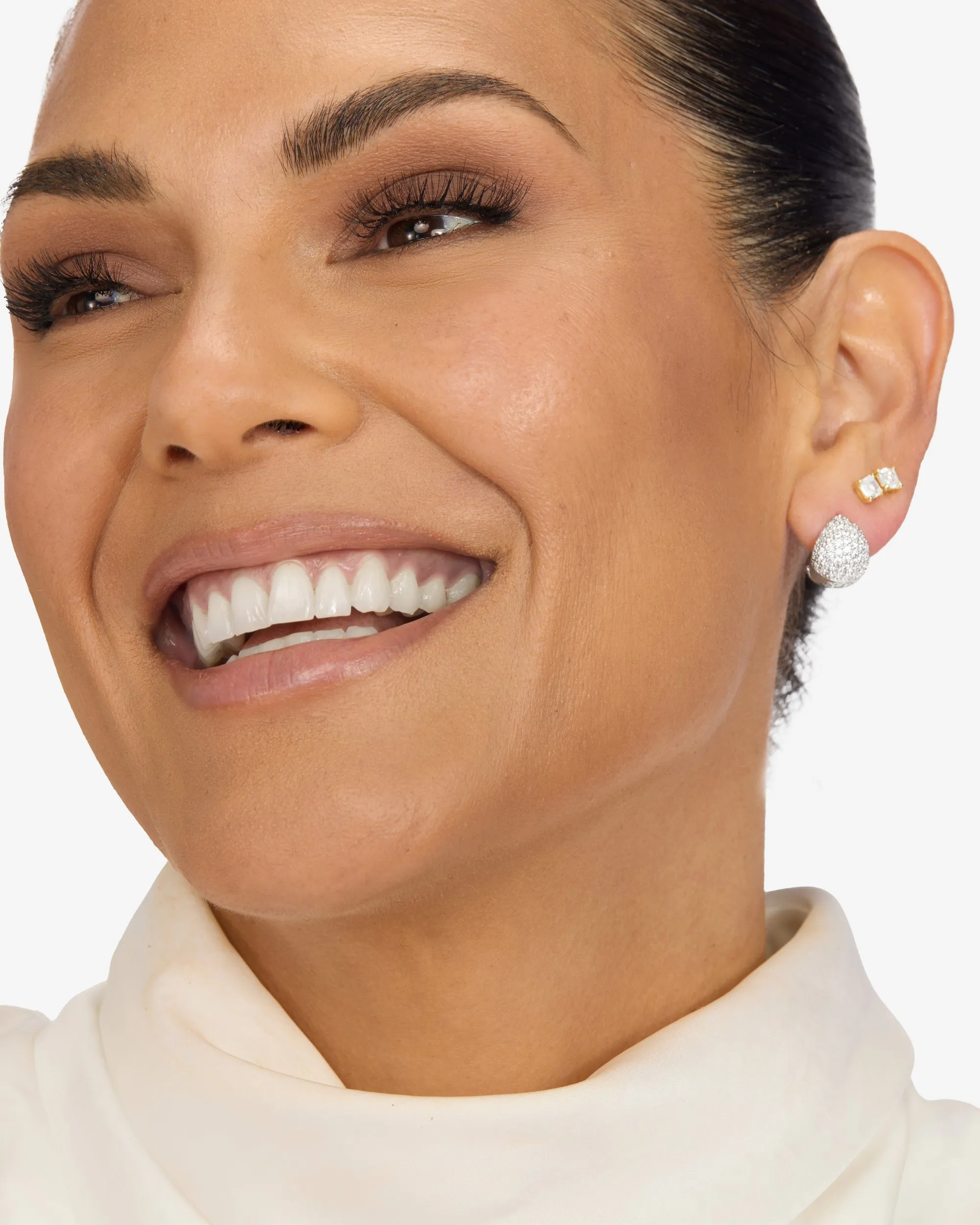 Lil' Norah Pavé Earrings - Silver|White Diamondettes sold by Melinda Maria product image thumbnail 2