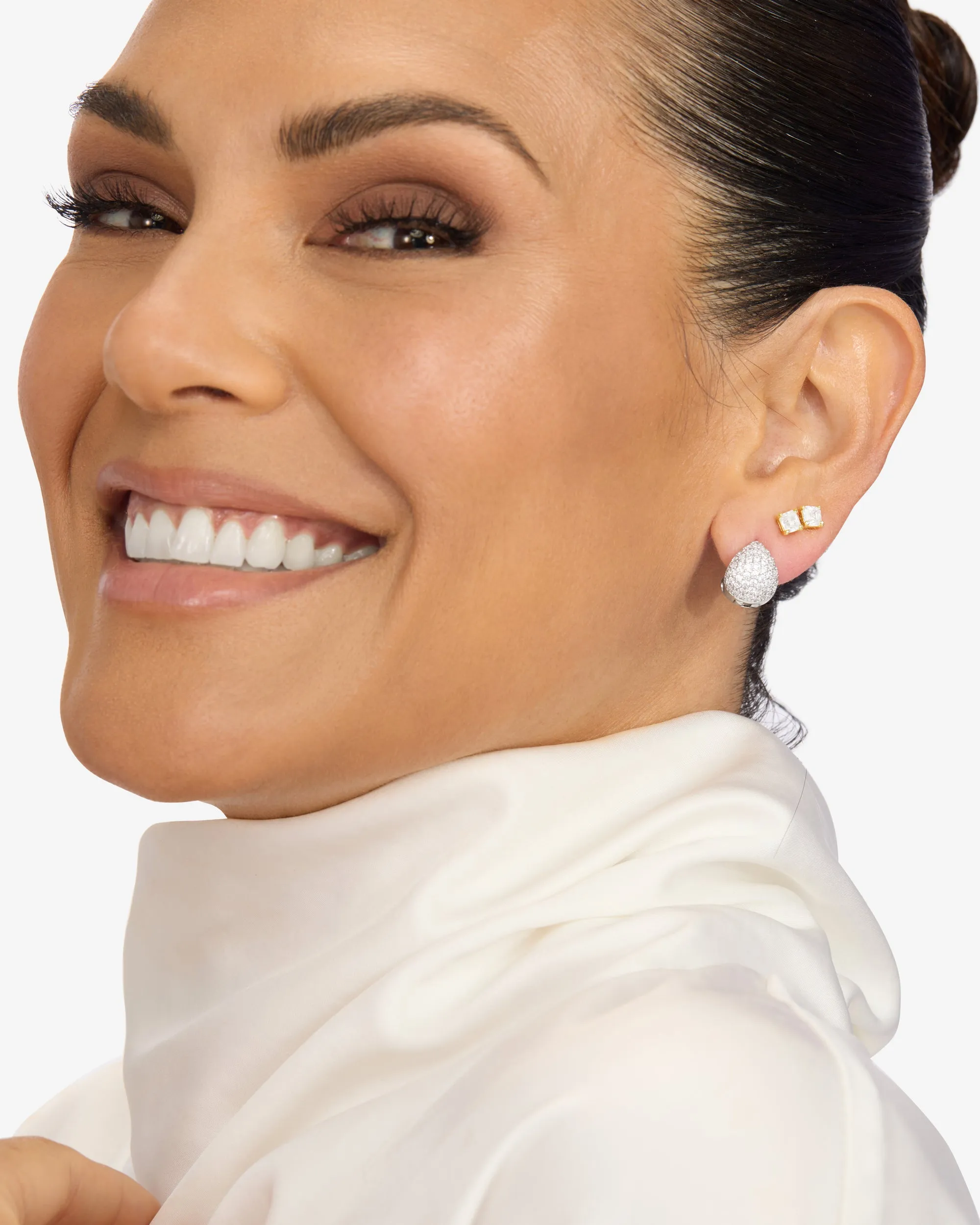 Lil' Norah Pavé Earrings - Silver|White Diamondettes sold by Melinda Maria product image thumbnail 4