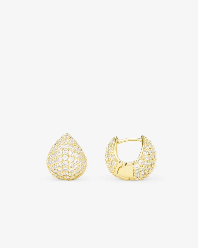 Lil' Norah Pavé Earrings - Gold|White Diamondettes sold by Melinda Maria