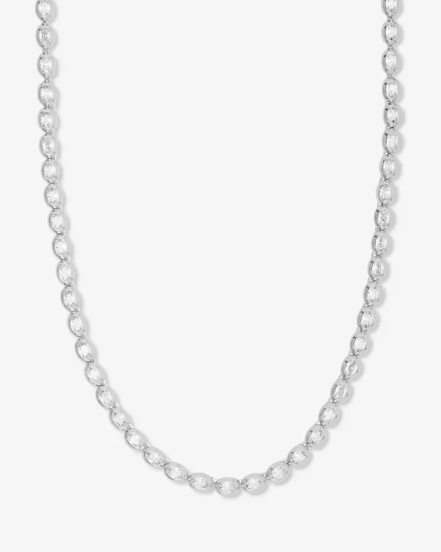 She's a Boss Tennis Necklace - Silver|White Diamondettes sold by Melinda Maria