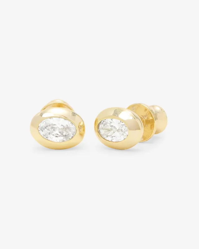She's a Boss Studs 6mm - Gold|White Diamondettes sold by Melinda Maria