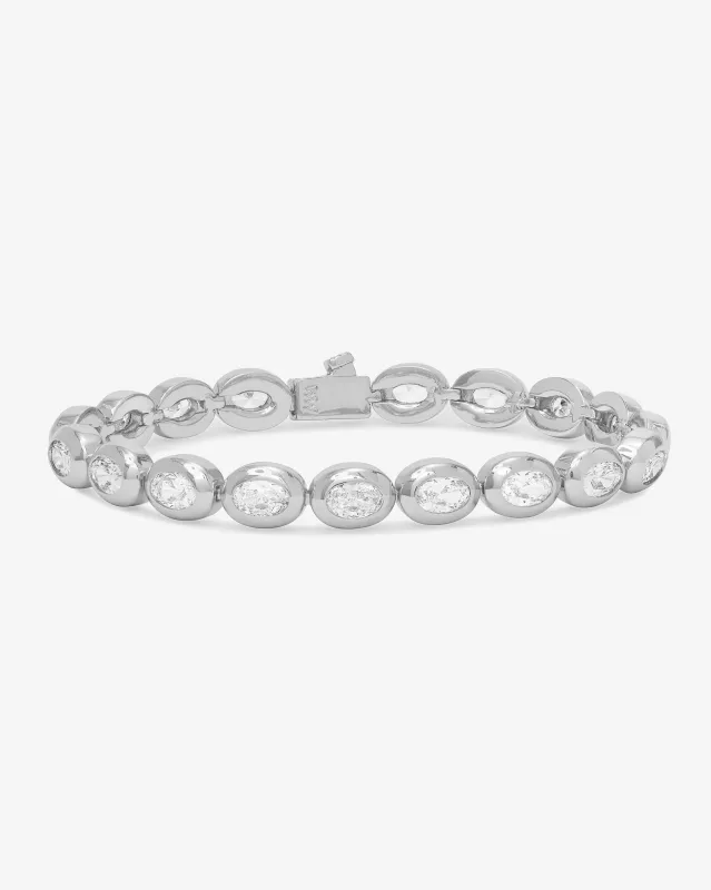 She's a Boss Tennis Bracelet - Silver|White Diamondettes sold by Melinda Maria