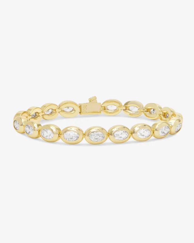 She's a Boss Tennis Bracelet - Gold|White Diamondettes sold by Melinda Maria