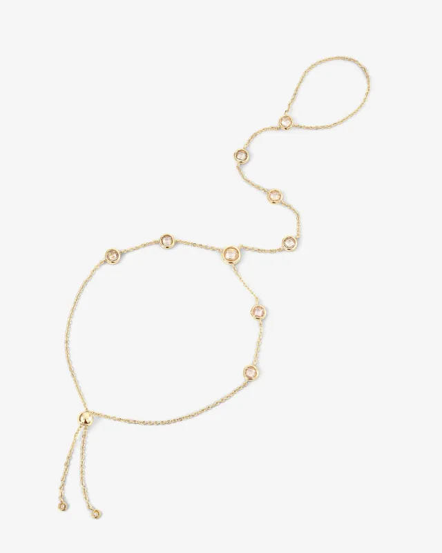 Mojave Hand Chain - Gold|White Diamondettes sold by Melinda Maria