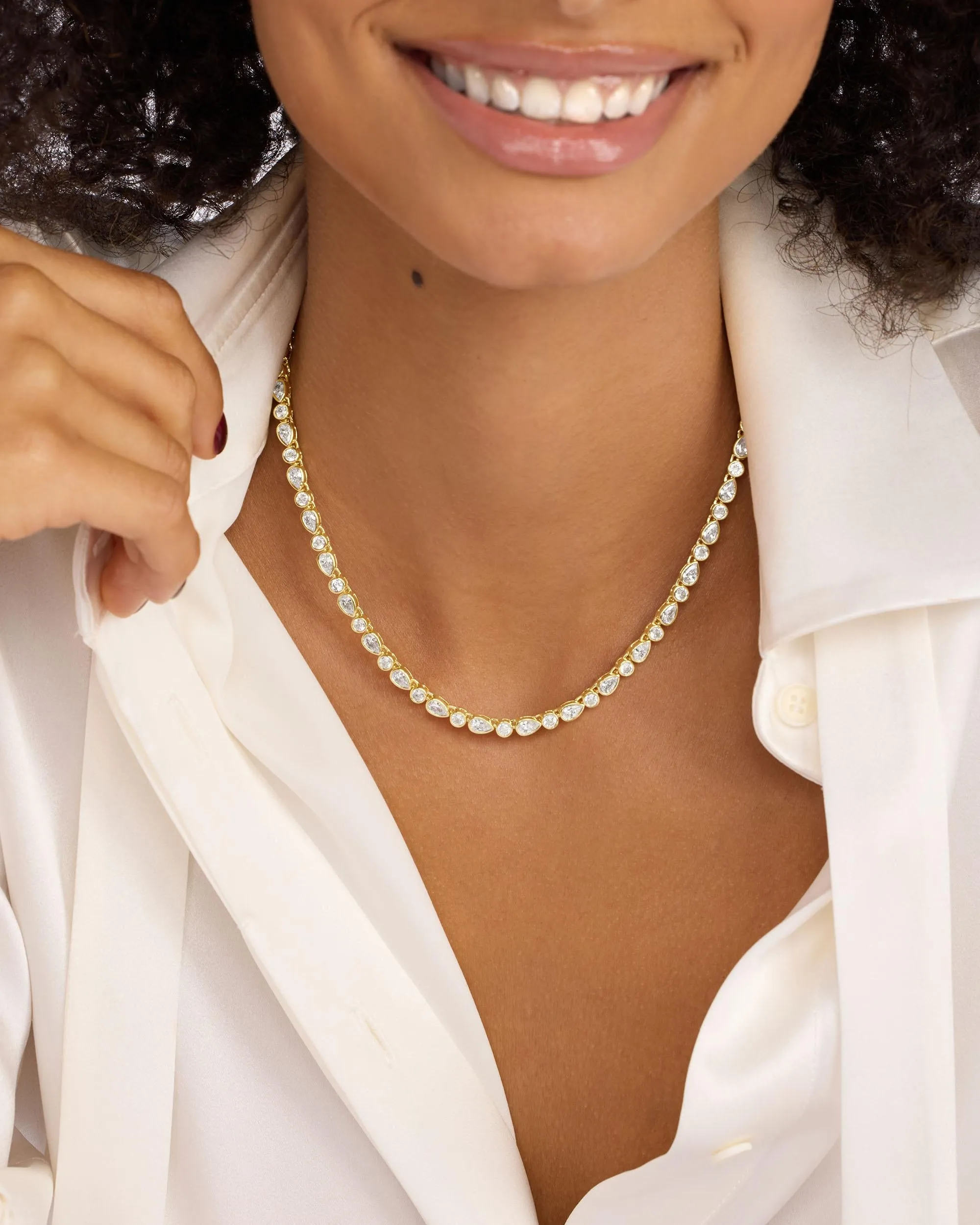 Isla Tennis Necklace - Gold|White Diamondettes sold by Melinda Maria product image thumbnail 5