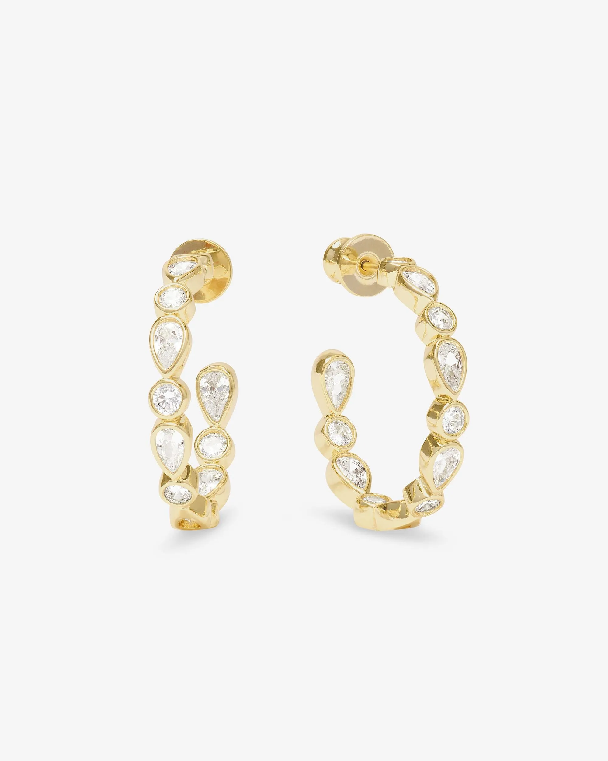 Isla Hoops 1" - Gold|White Diamondettes sold by Melinda Maria