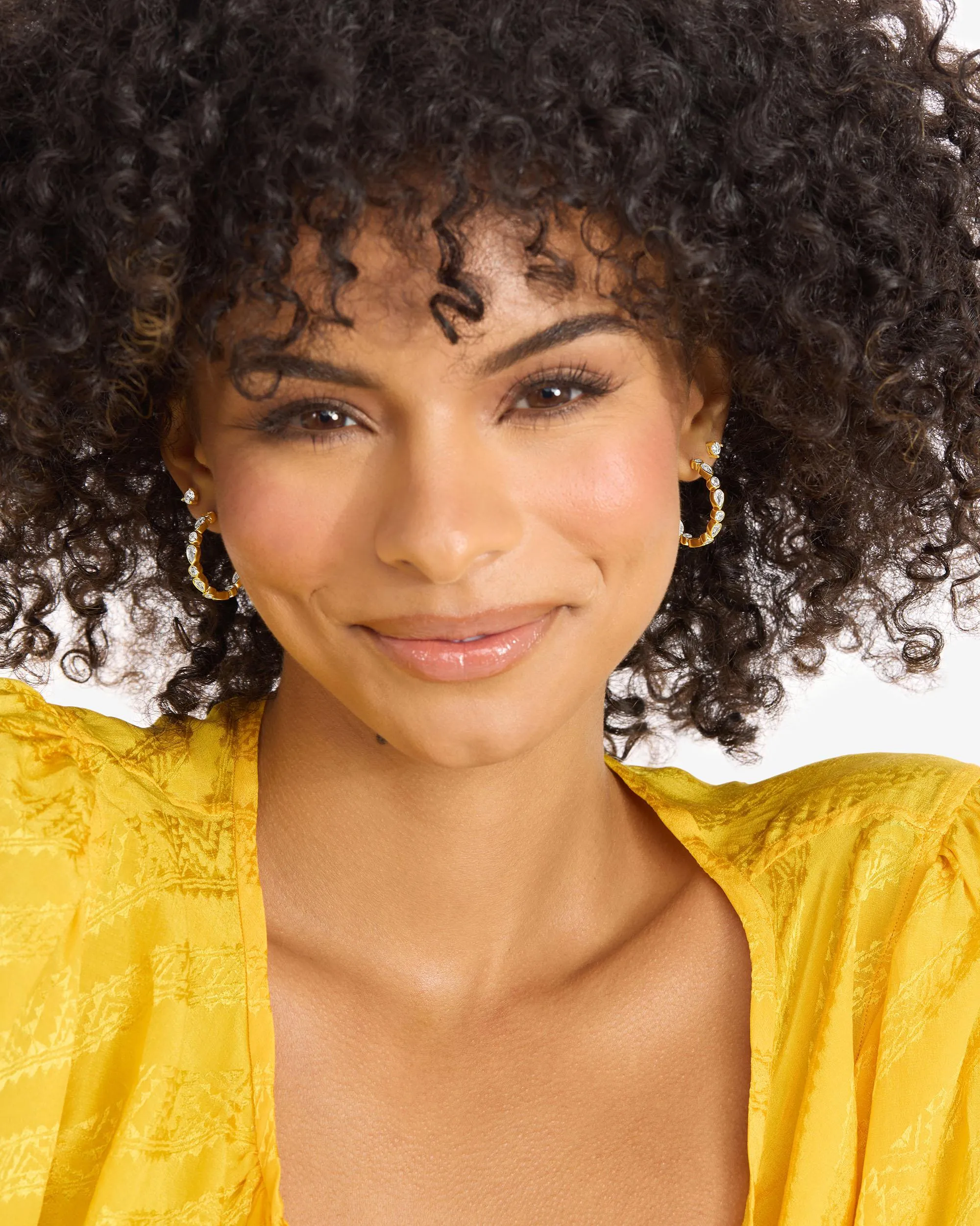 Isla Hoops 1" - Gold|White Diamondettes sold by Melinda Maria product image thumbnail 4