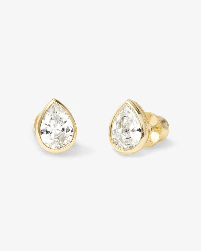 Isla 8mm Studs - Gold|White Diamondettes sold by Melinda Maria