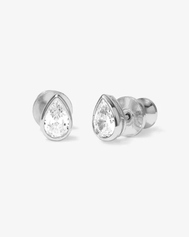 Isla 6mm Studs - Silver|White Diamondettes sold by Melinda Maria