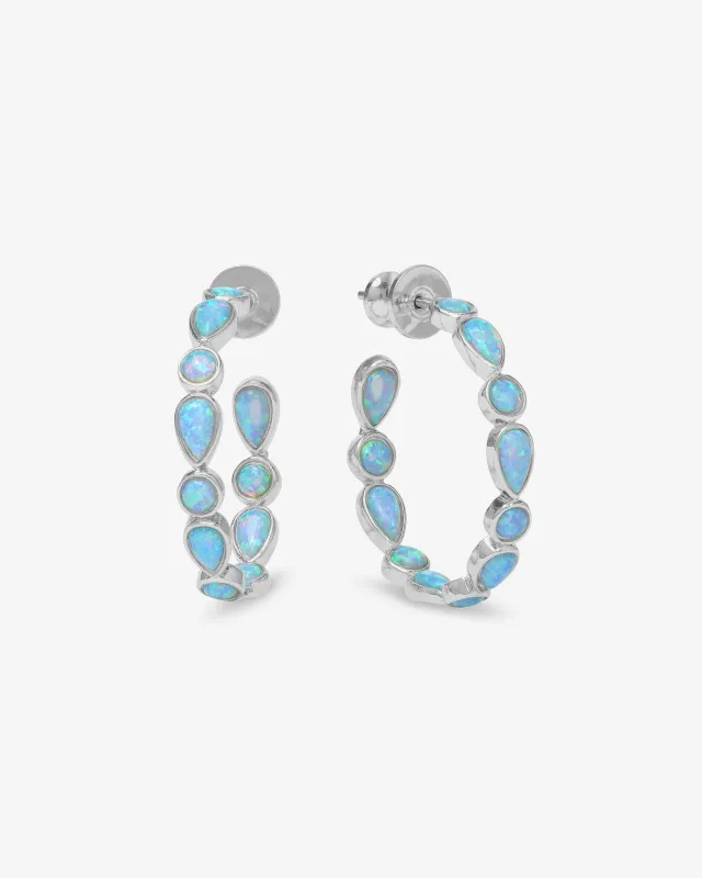 Isla Hoops 1" - Silver|Blue Opal sold by Melinda Maria