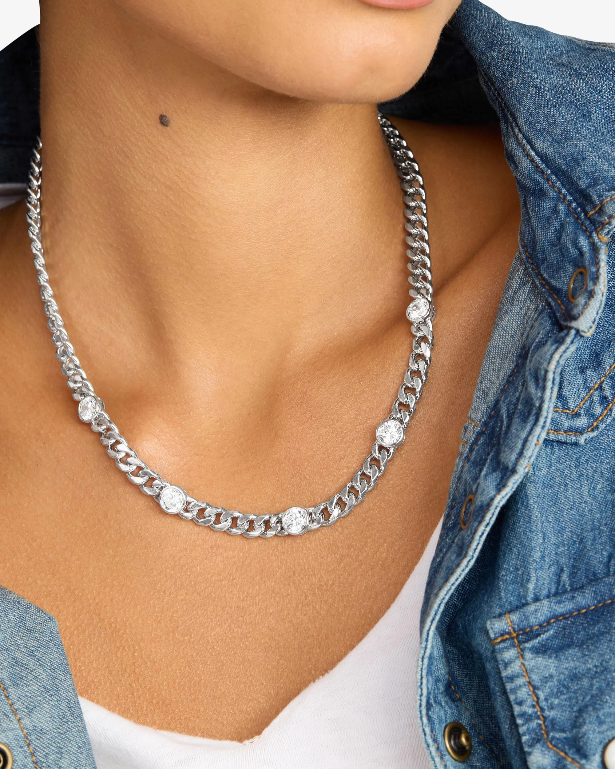 Julian 5 Diamond Necklace - Silver|White Diamondettes sold by Melinda Maria product image thumbnail 3