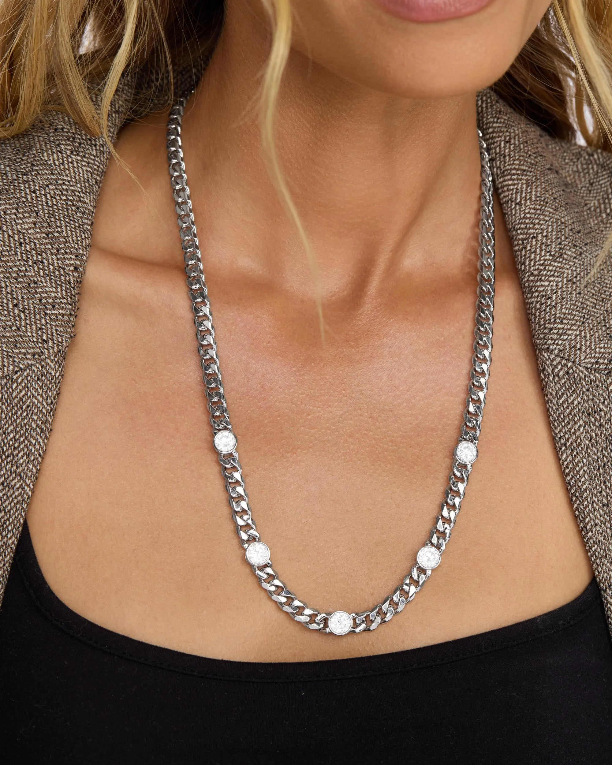 Julian 5 Diamond Necklace - Silver|White Diamondettes sold by Melinda Maria product image thumbnail 4