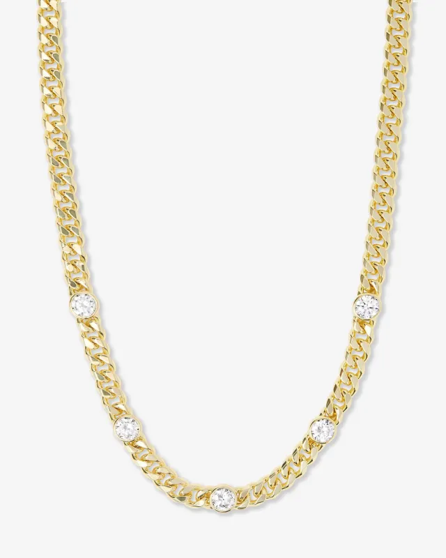 Julian 5 Diamond Necklace - Gold|White Diamondettes sold by Melinda Maria