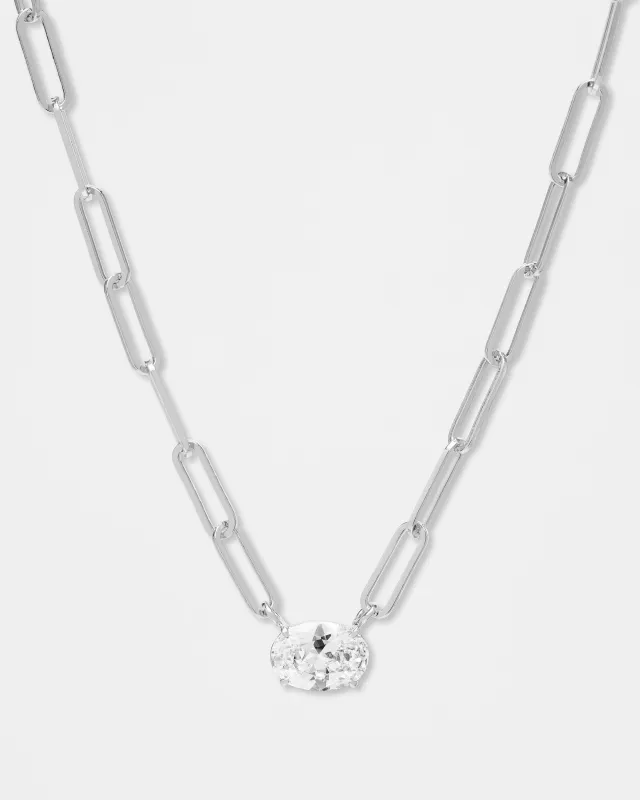 Hello Gorgeous Samantha Chain Necklace - Silver|White Diamondettes sold by Melinda Maria