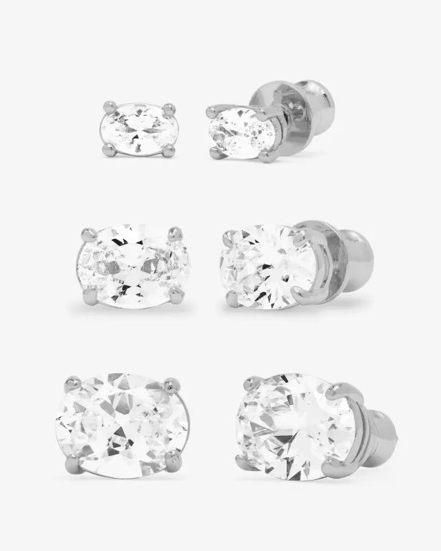 Hello Gorgeous Stud Set - Silver|White Diamondettes sold by Melinda Maria