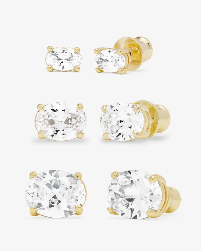 Hello Gorgeous Stud Set - Gold|White Diamondettes sold by Melinda Maria