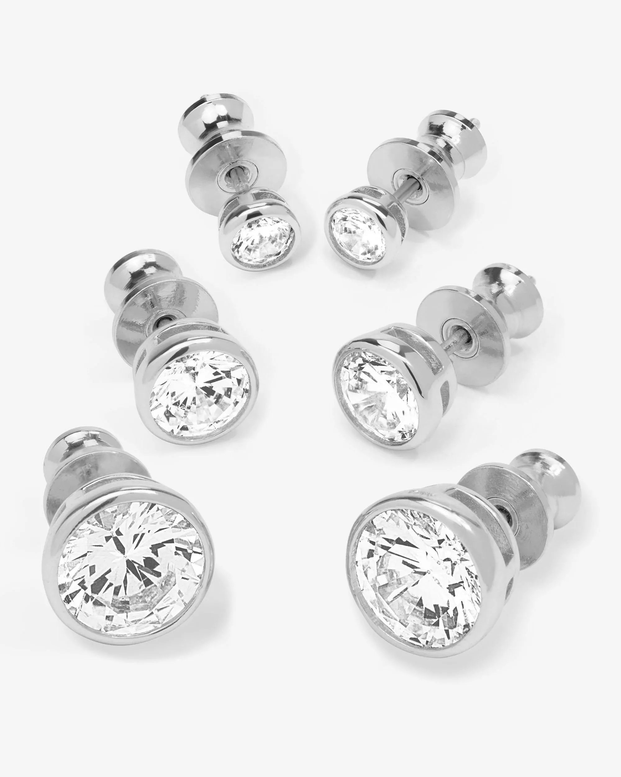 Baroness Stud Set - Silver|White Diamondettes sold by Melinda Maria product image thumbnail 3