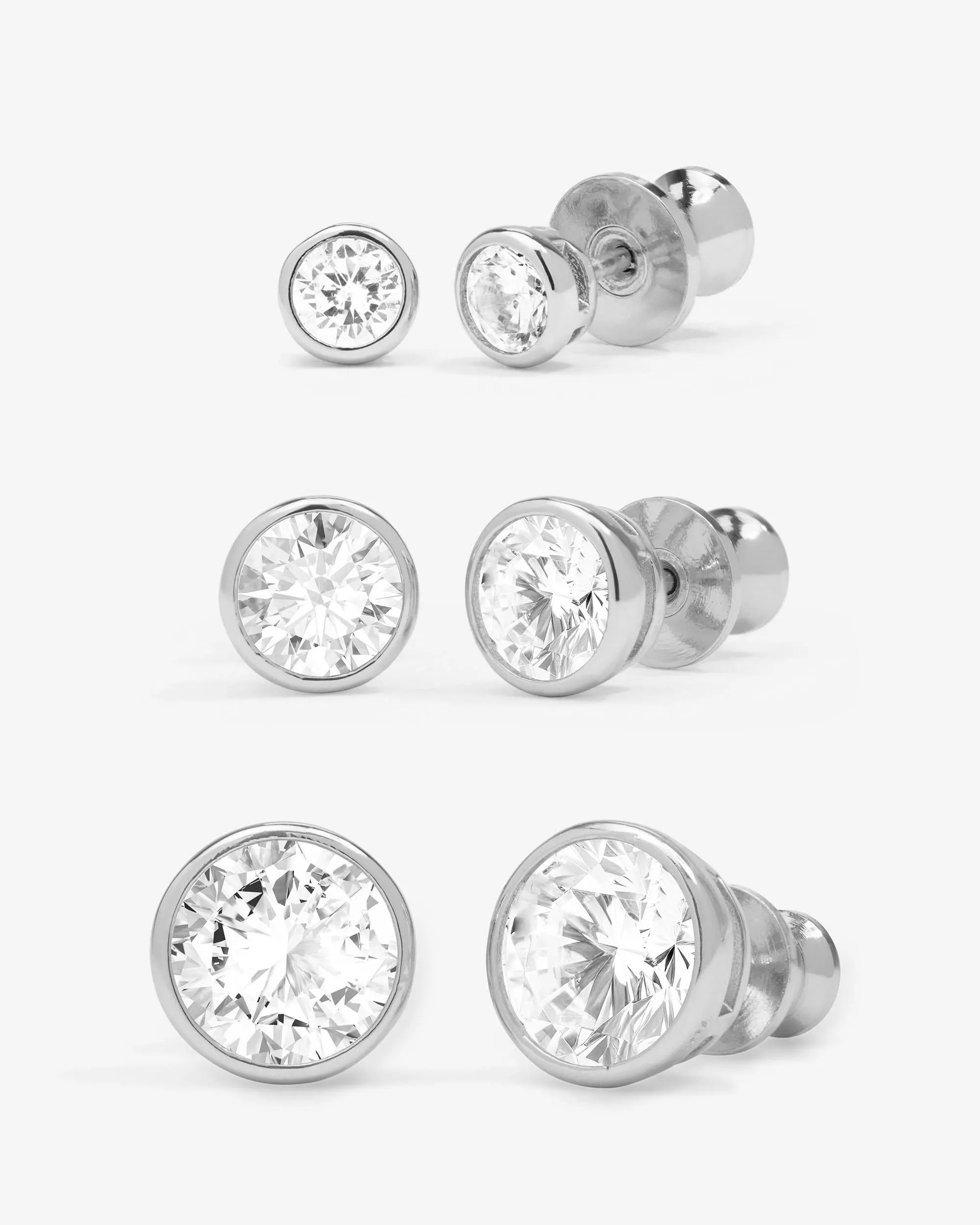 Baroness Stud Set - Silver|White Diamondettes sold by Melinda Maria