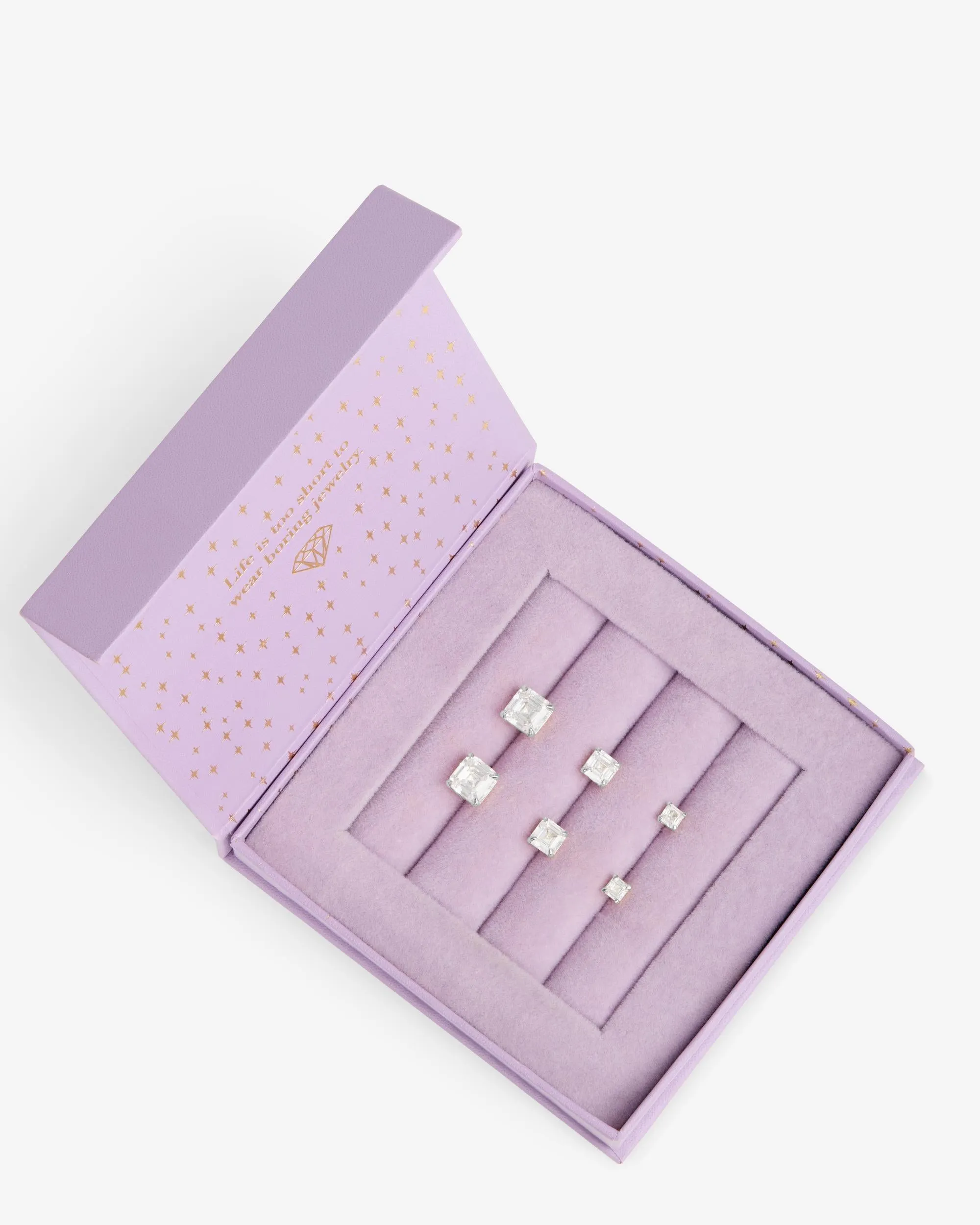 The Queen's Stud Set - Silver|White Diamondettes sold by Melinda Maria product image thumbnail 4