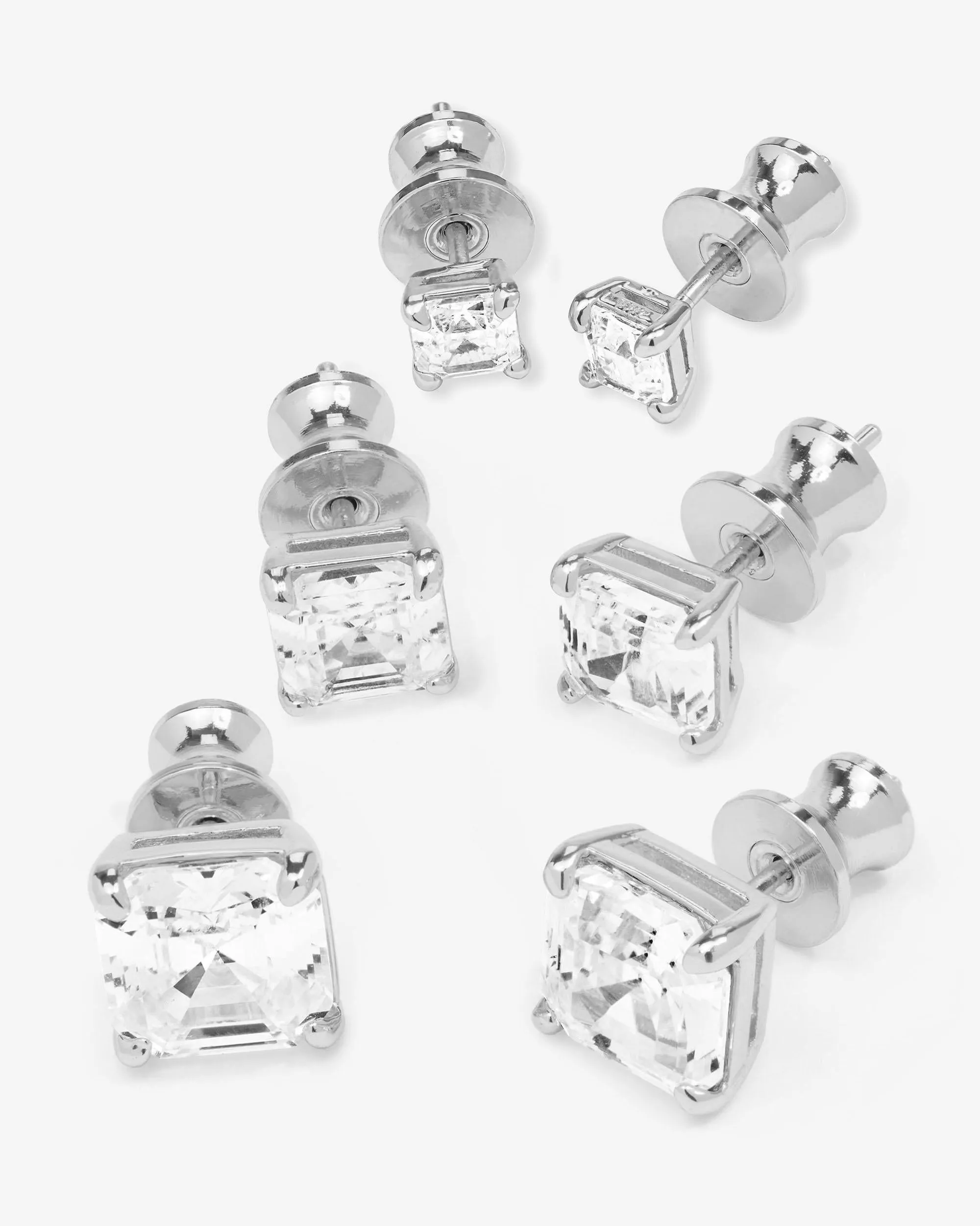 The Queen's Stud Set - Silver|White Diamondettes sold by Melinda Maria product image thumbnail 3