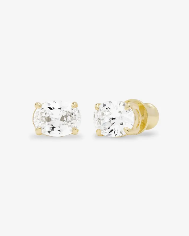 Hello Gorgeous 8mm Studs - Gold|White Diamondettes sold by Melinda Maria