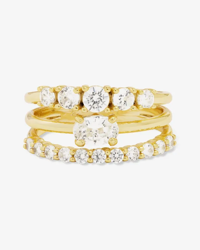 She's So Stacked Ring - Gold|White Diamondettes sold by Melinda Maria
