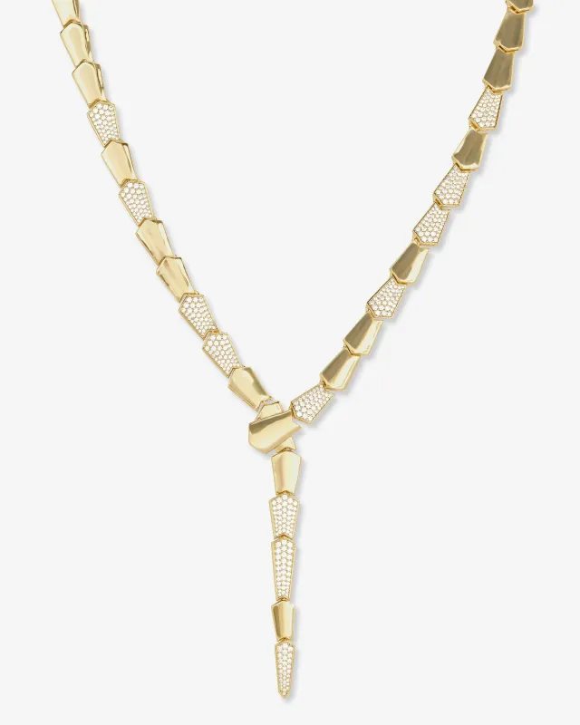Pavé XL Serpent Lariat - Gold|White Diamondettes sold by Melinda Maria