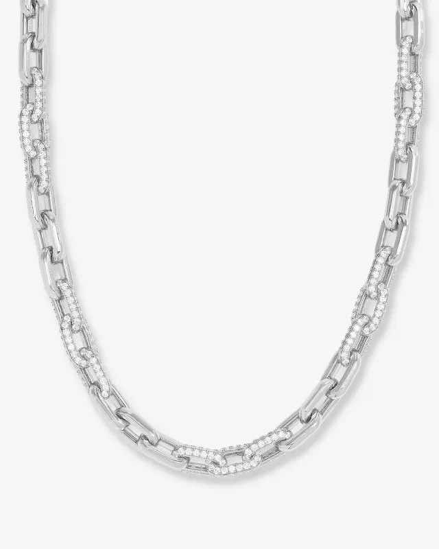 Frankie Pavé Chain Necklace - Silver|White Diamondettes made by Melinda Maria