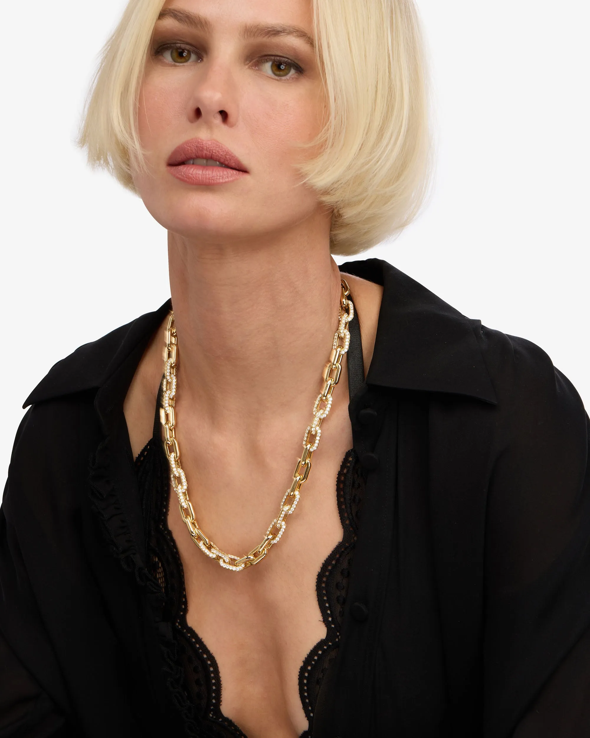 Frankie Pavé Chain Necklace - Gold|White Diamondettes sold by Melinda Maria product image thumbnail 3