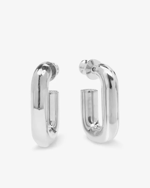 Lil Frankie Chain Huggies - Silver sold by Melinda Maria