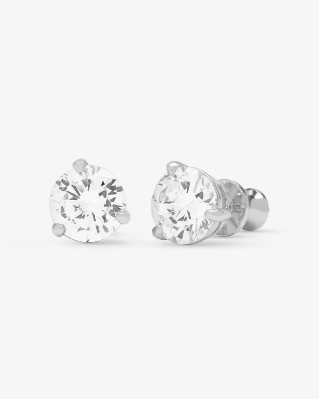 Not Your Basic 8mm Studs - Silver|White Diamondettes sold by Melinda Maria