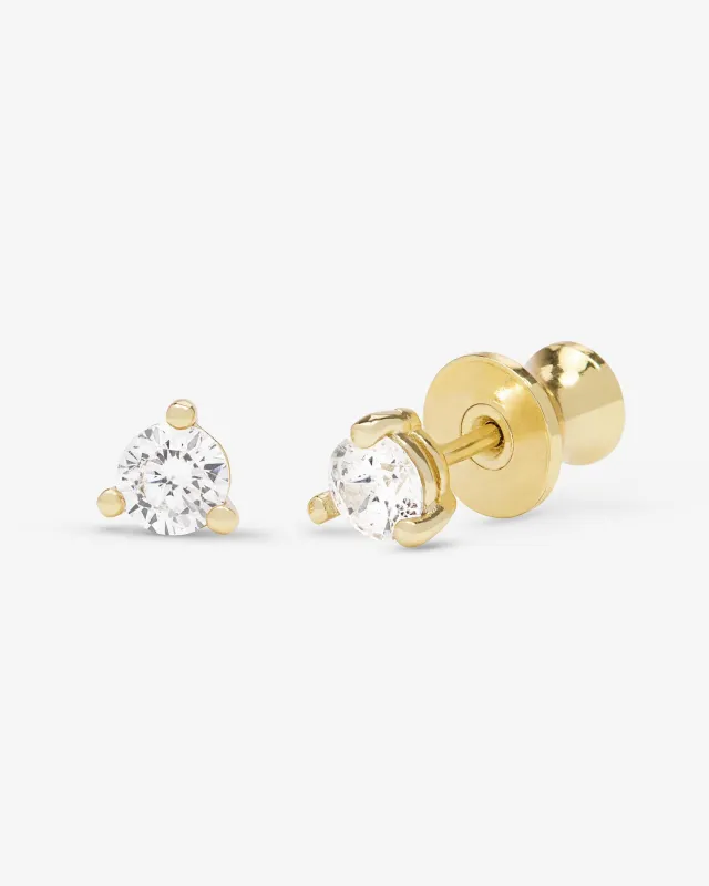Not Your Basic 4mm Studs - Gold|White Diamondettes sold by Melinda Maria