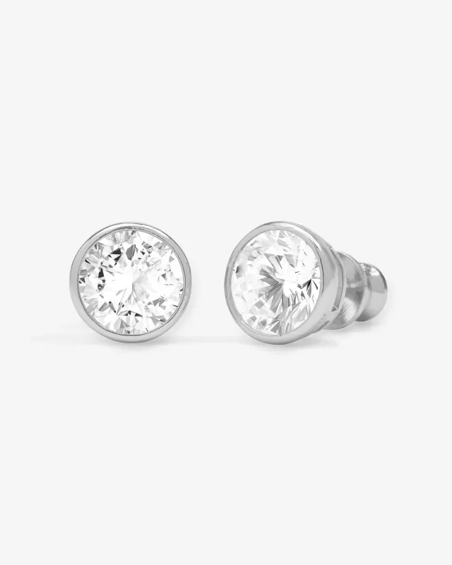 Baroness 8mm Studs - Silver|White Diamondettes sold by Melinda Maria