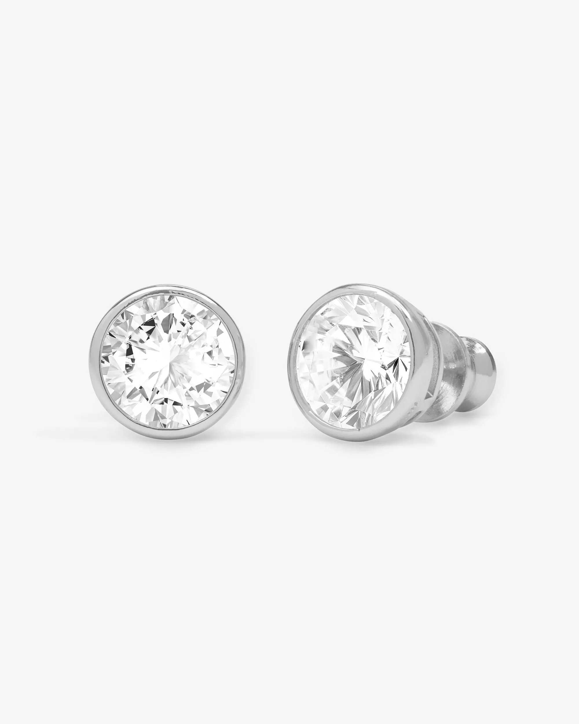 Baroness 8mm Studs - Silver|White Diamondettes sold by Melinda Maria