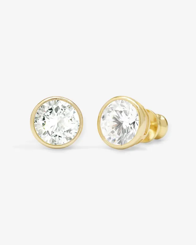 Baroness 8mm Studs - Gold|White Diamondettes sold by Melinda Maria